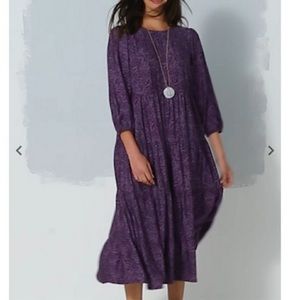J.Jill tiered midi dress purple bohemian EUC medium!